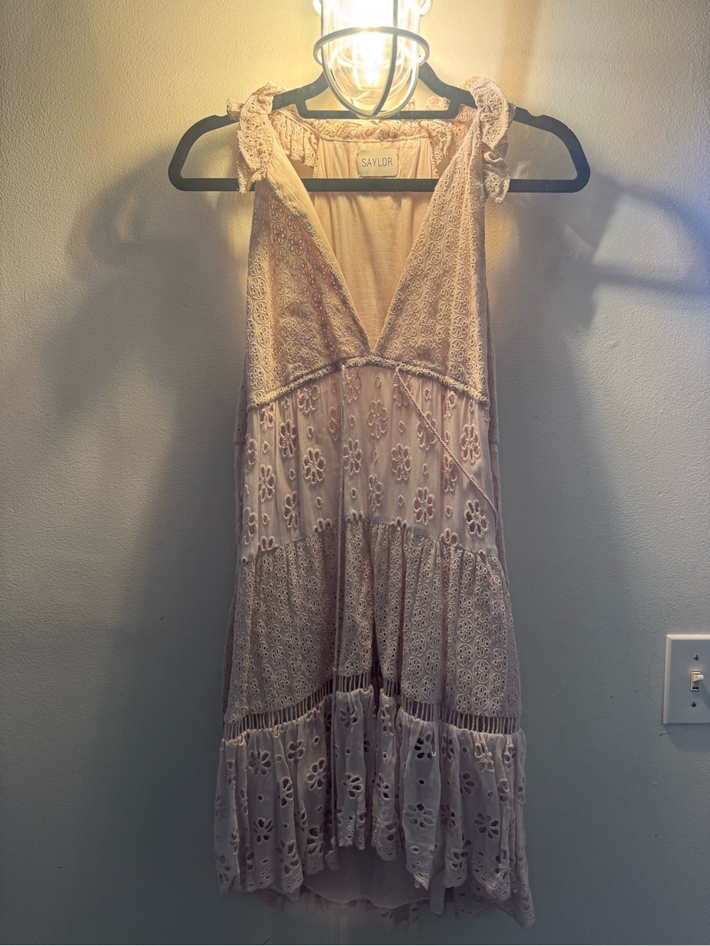SAYLOR Jessika Eyelet Lavender mini dress
